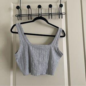 Aerie grey striped crop tank top